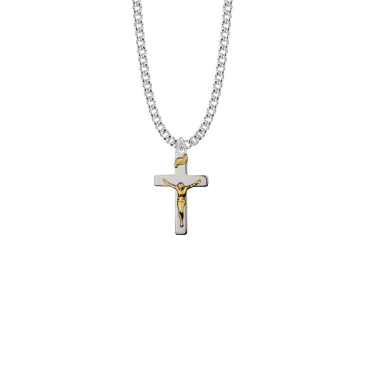 Two-Tone Sterling Silver Crucifix Necklace