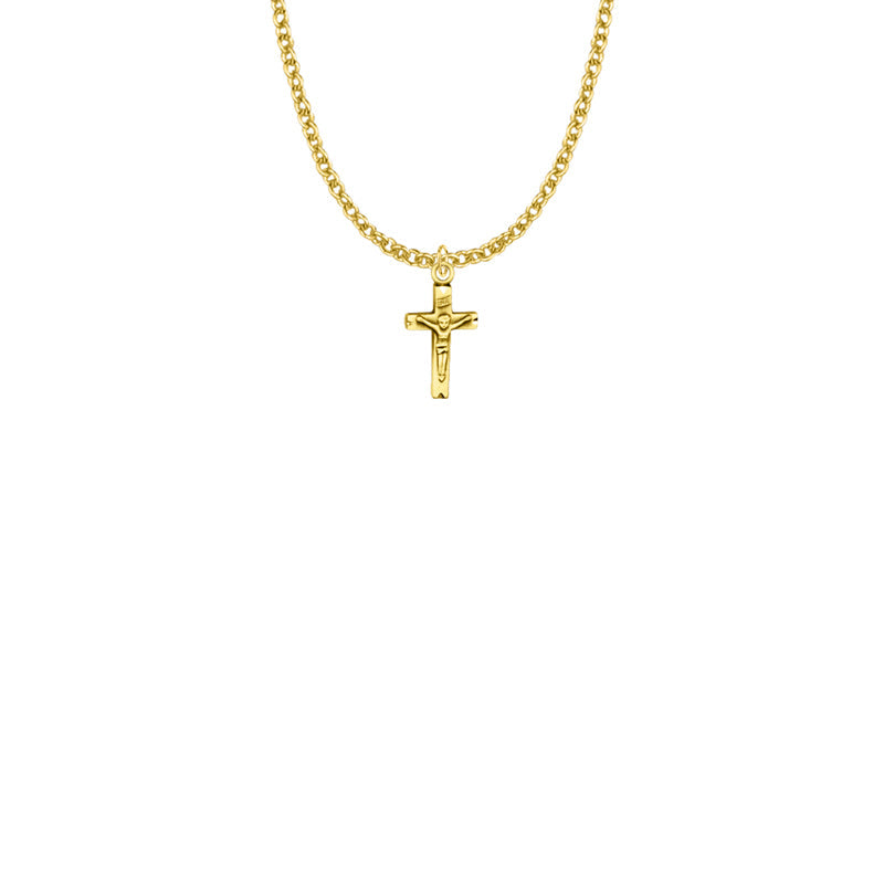 5/8 Inch Gold Plated Over Sterling Silver Small Crucifix Necklace