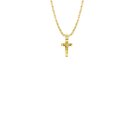 5/8 Inch Gold Plated Over Sterling Silver Small Crucifix Baby Necklace