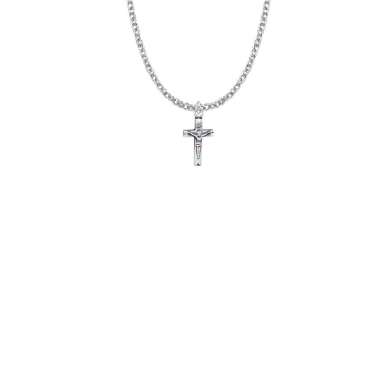 5/8 Inch Sterling Silver Small Crucifix Necklace