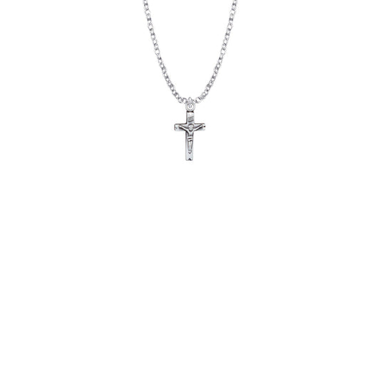 5/8 Inch Sterling Silver Small Crucifix Baby Necklace