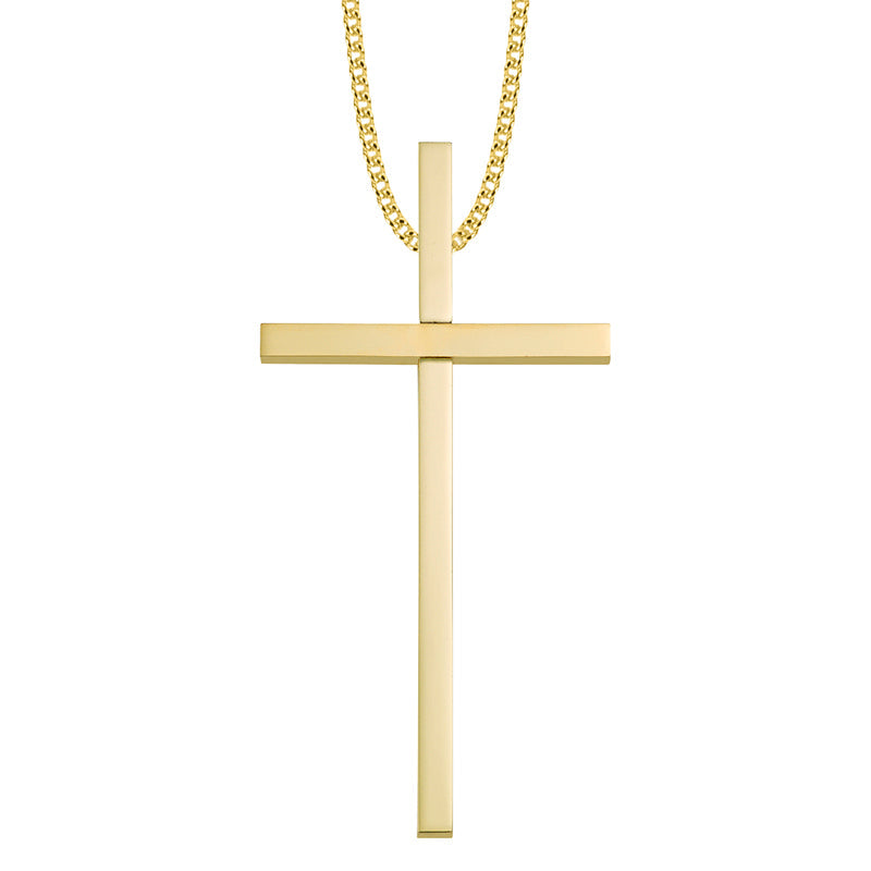 4 Inch Gold Plated Clergy Cross Necklace
