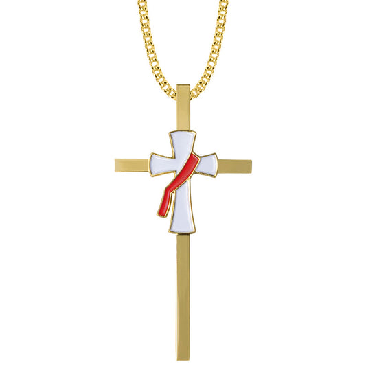4 Inch Gold Plated Deacon Cross Necklace