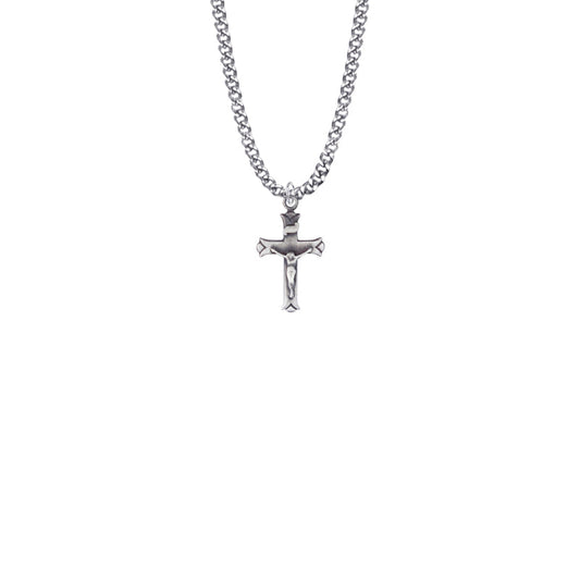 Pewter Budded Ends Crucifix Necklace