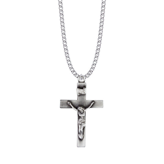 1-Pewter Our Father Pewter Crucifix Necklace