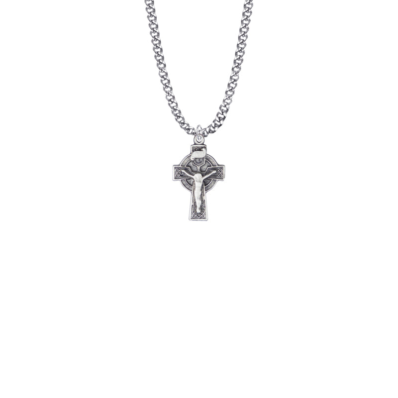 Pewter Celtic Knot Crucifix Necklace
