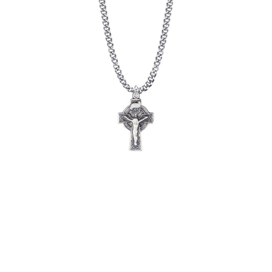 Pewter Celtic Knot Crucifix Necklace