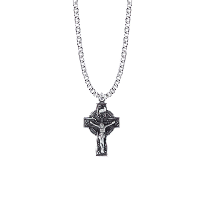 Pewter Celtic Knot Crucifix Necklace