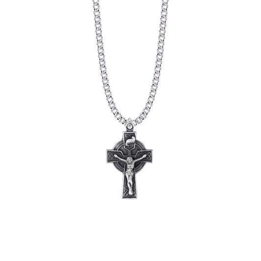 Pewter Celtic Knot Crucifix Necklace