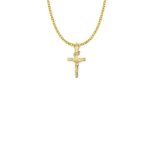 Pewter Gold Plated Girl First Communion Crucifix Necklace