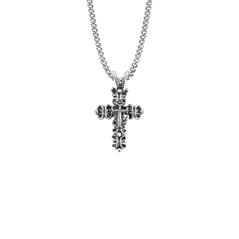 1-3/8 Inch Pewter Gothic Cross Necklace