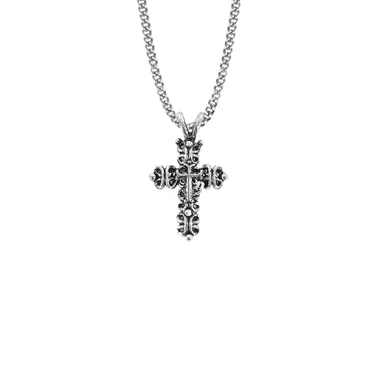 1-3/8 Inch Pewter Gothic Cross Necklace