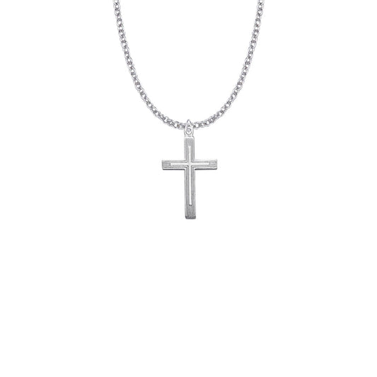 Sterling Silver Outlined Inner Cross Necklace