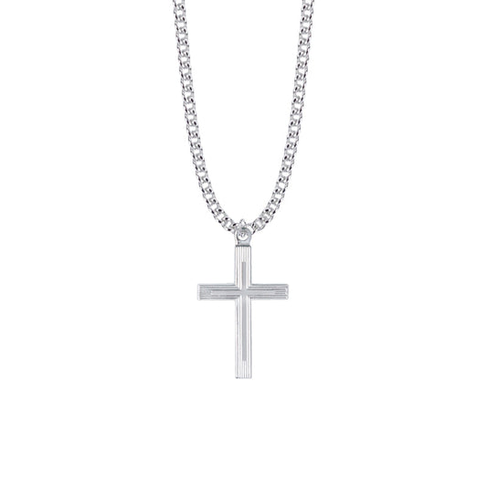 Sterling Silver Multi Line Cross on Cross Necklace