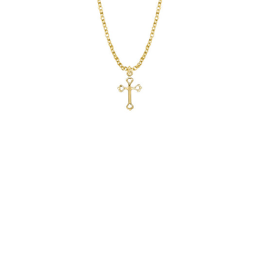 5/8 Inch Gold Filled Baby Open Heart Cross Necklace