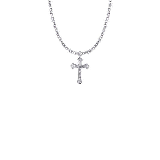 Sterling Silver Decorative Scroll Crucifix Necklace