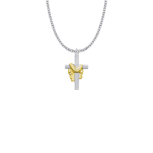Two-Tone Sterling Silver Robe Cross Necklace