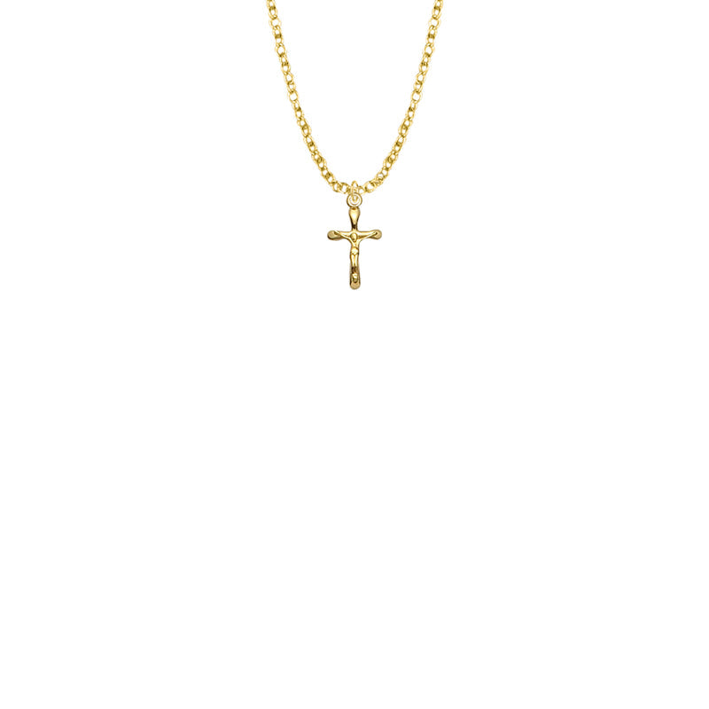9/16 Inch Gold Filled Baby Tube Crucifix Necklace