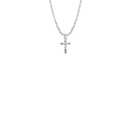 9/16 Inch Sterling Silver Baby Tube Crucifix Necklace