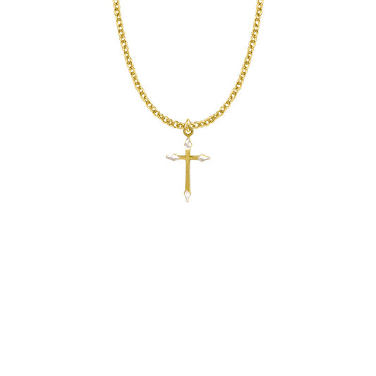 Gold Plated Over Sterling Silver Pointed Ends Cross Necklace