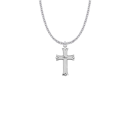 Sterling Silver Budded Ends Cross Necklace
