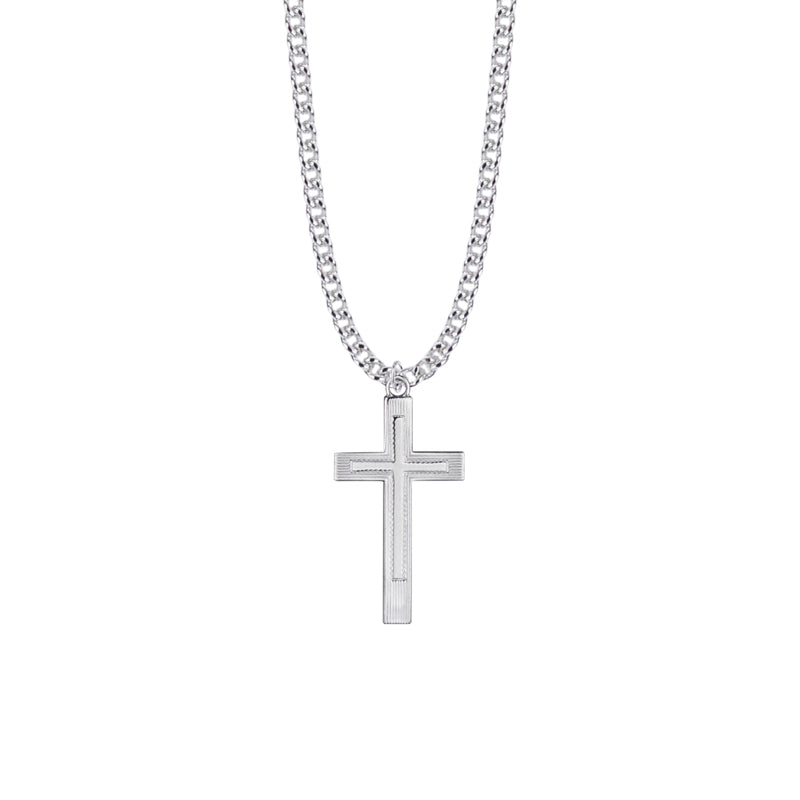 Sterling Silver Lined Inner Cross Necklace