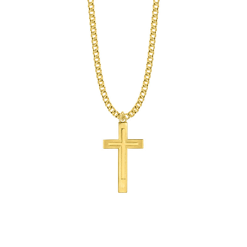 Gold Plated Over Sterling Silver Lined Inner Cross Necklace