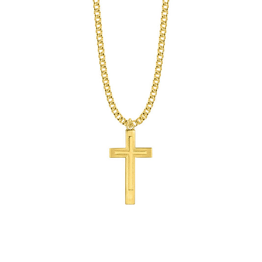 Gold Plated Over Sterling Silver Lined Inner Cross Necklace