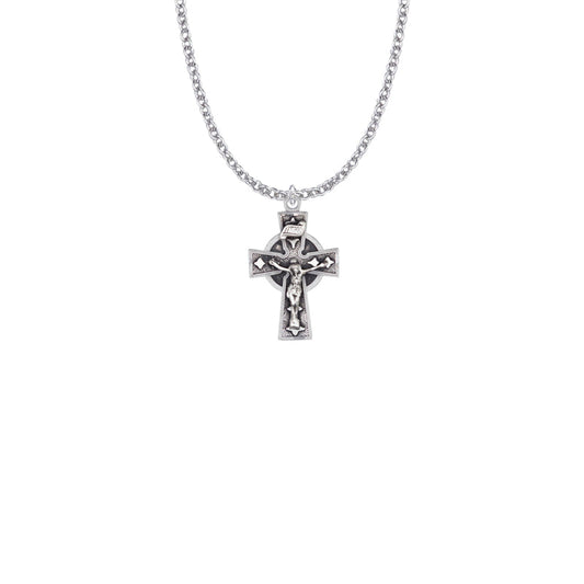 Sterling Silver Antiqued Celtic Crucifix Necklace
