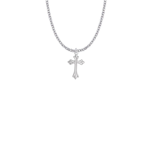 Sterling Silver Budded and Pointed Ends Cross Necklace