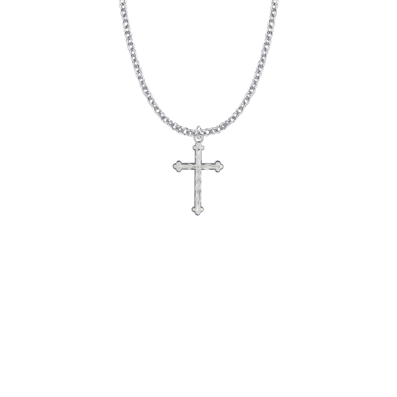 Sterling Silver Budded Ends Cross Necklace