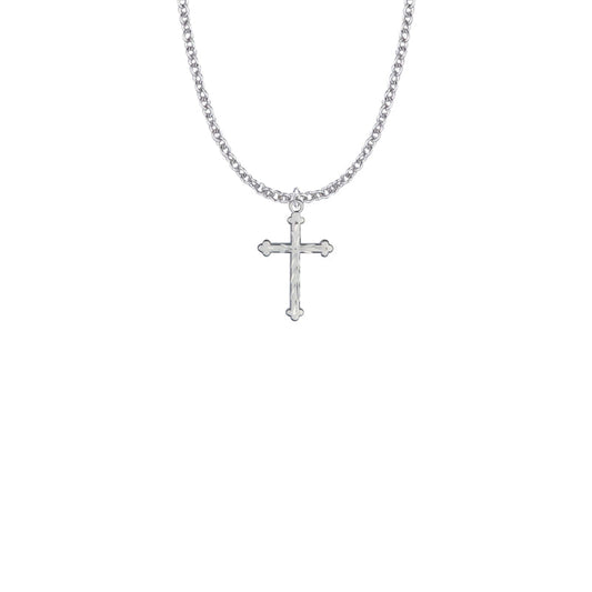 Sterling Silver Budded Ends Cross Necklace
