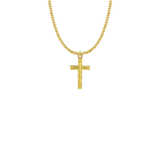 Gold Plated Over Sterling Silver Cross on Cross Necklace
