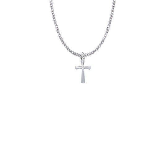 11/16 Inch Sterling Silver Flared and Engraved Cross Necklace