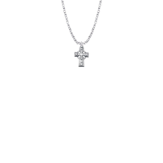 1/2 Inch Sterling Silver Celtic Cross Baby Necklace