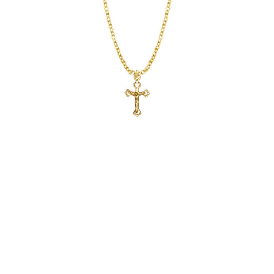 5/8 Inch Gold Filled Baby Open Heart Crucifix Necklace