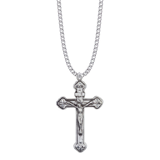 1-Sterling Silver Clover Ends Crucifix Necklace