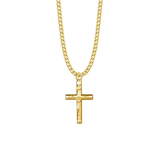 Gold Plated Over Sterling Silver Bright Ends Crucifix Necklace