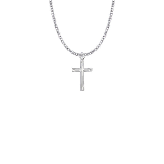 Sterling Silver Centered Starburst Cross Necklace