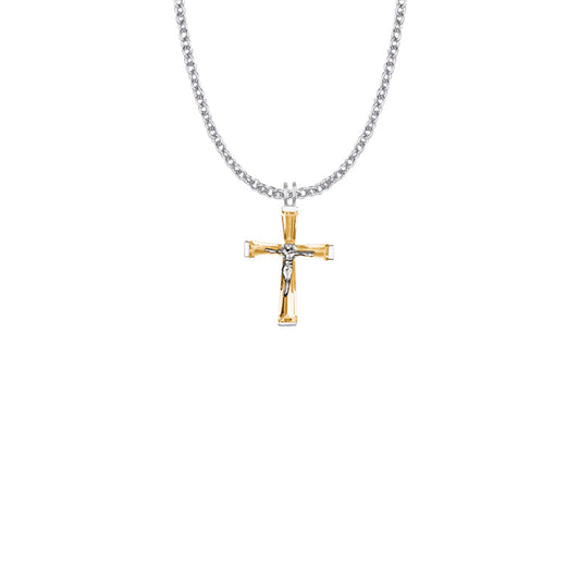 Sterling Silver and Glass Crystal November Birthstone Baguette Crucifix Necklace