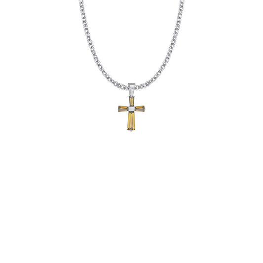 Sterling Silver and Glass Crystal November Birthstone Baguette Cross Necklace