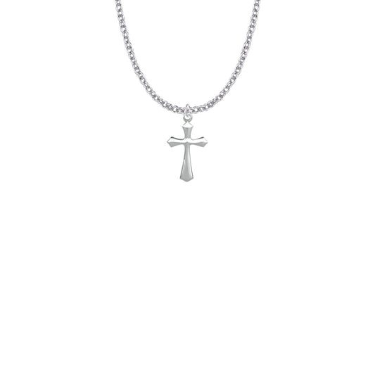 Sterling Silver Beveled Cross Necklace