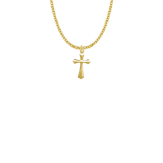Gold Plated Over Sterling Silver Beveled Cross Necklace
