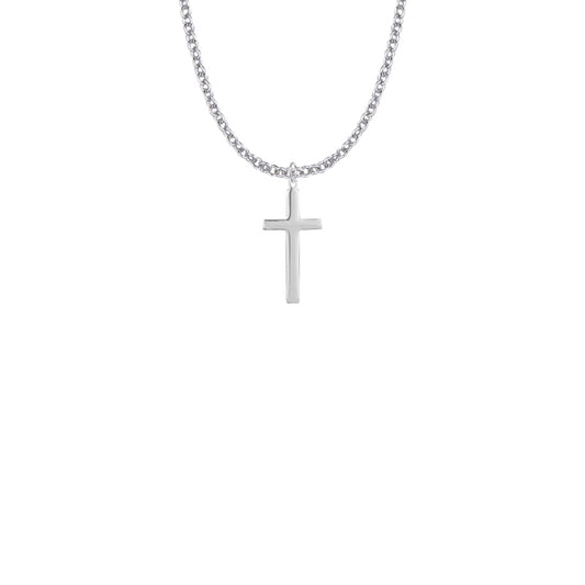 7/8 Sterling Silver Plain Cross Necklace