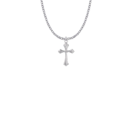 Sterling Silver Pointed Ends Cross Necklace