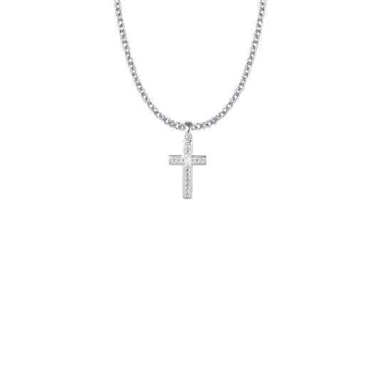 Sterling Silver Glass Beaded Cross Necklace