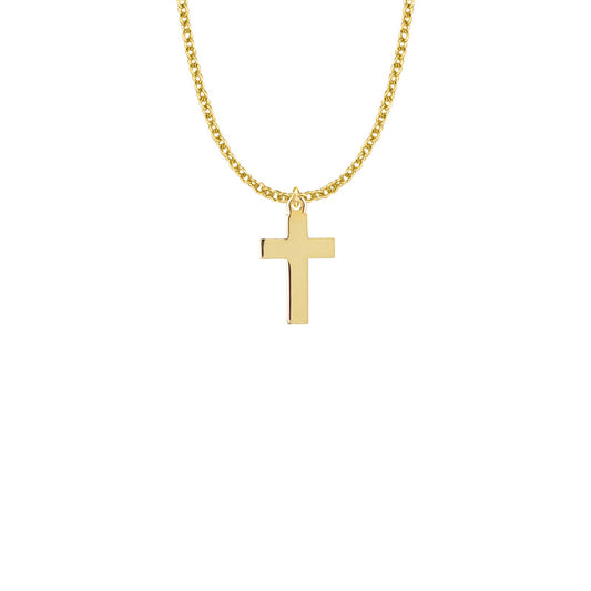Gold Plated Over Sterling Silver Plain Cross Necklace