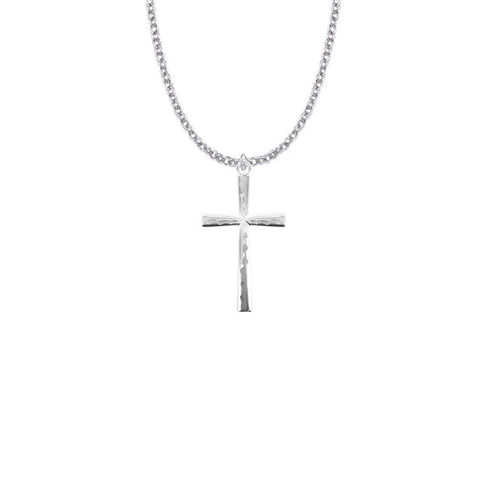 Sterling Silver Flared Engraved Cross Necklace