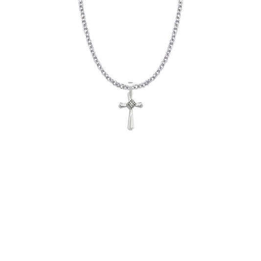 Sterling Silver Diamond Shaped Center Cross Necklace