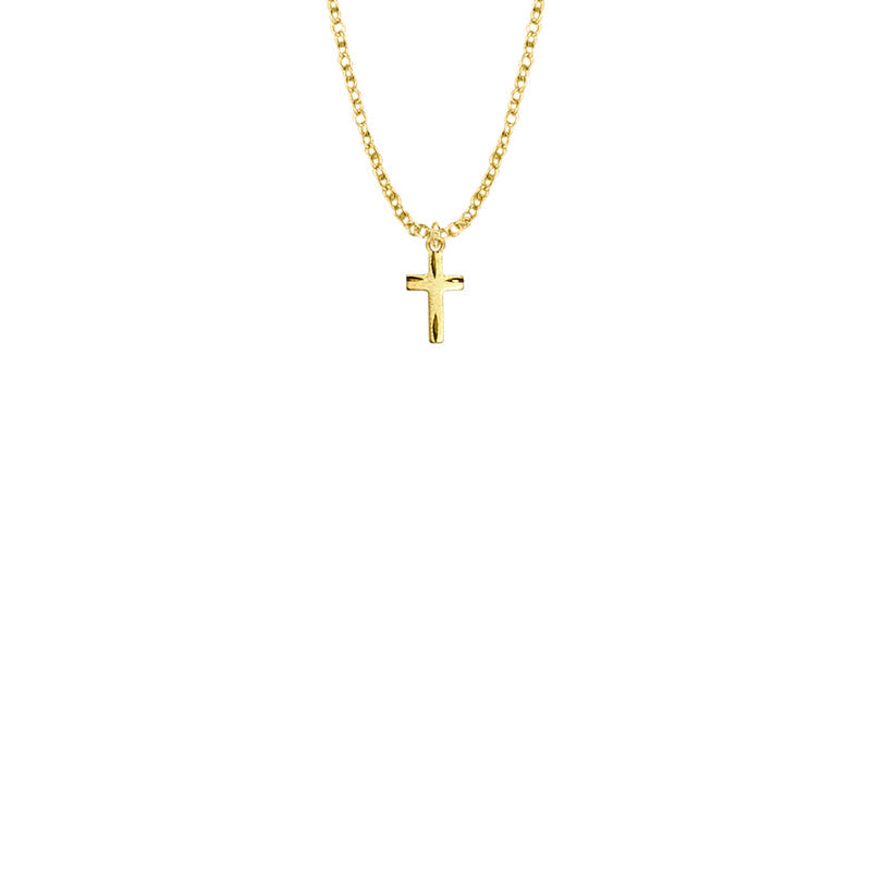 1/2 Inch Gold Plated Over Sterling Silver Diamond Engraved Cross Necklace